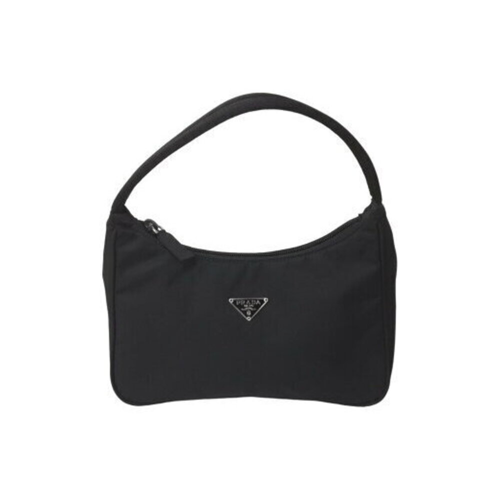 Prada Hobo Handbag One Shoulder Triangle Logo Black